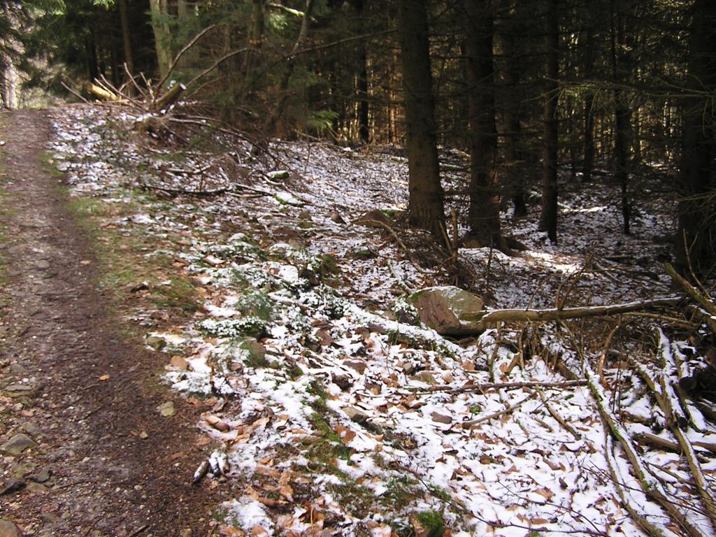 Eine winzige Menge Schnee auf dem Berg.