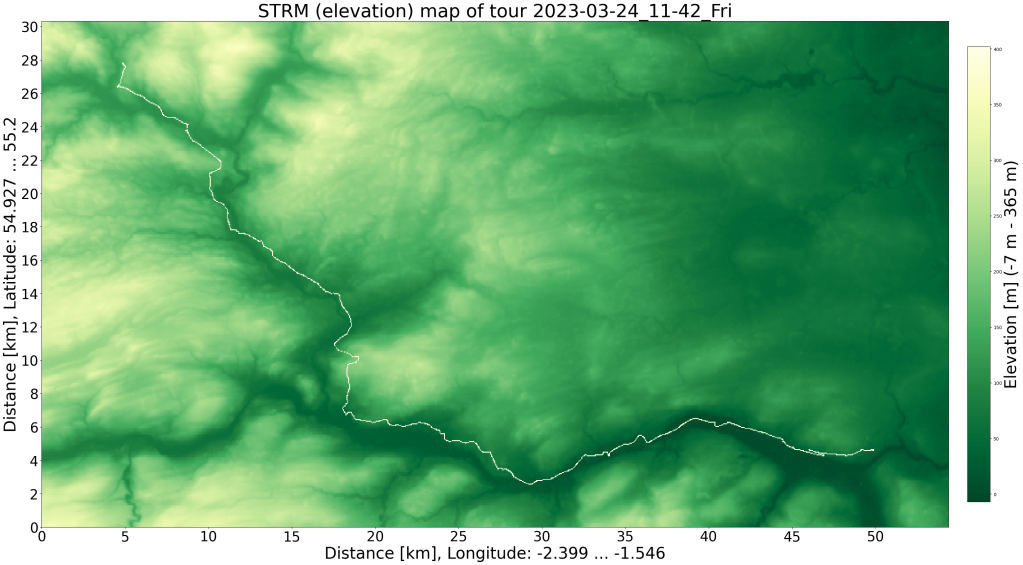 SRTM Relief Karte mit gps Daten