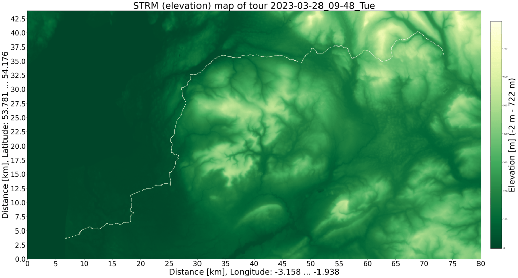 SRTM Reliefkarte mit GPS Daten